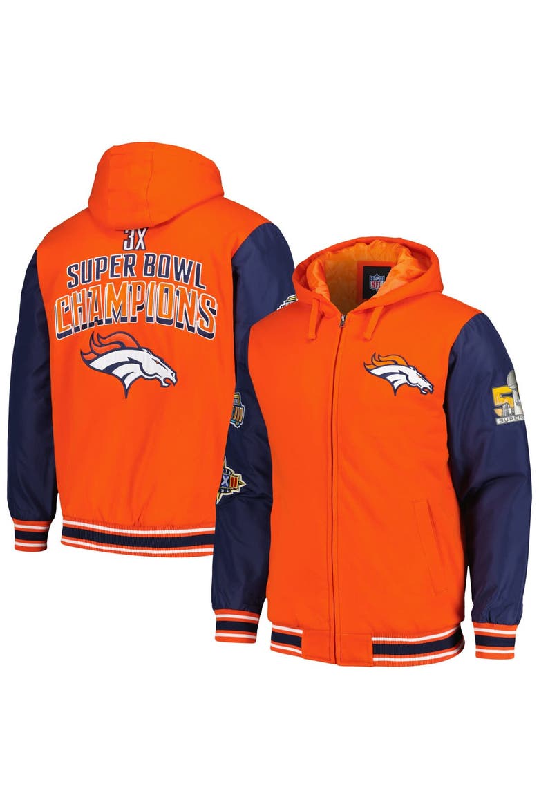Men's G-III Sports by Carl Banks Orange/Navy Denver Broncos Player Option Full-Zip Hoodie, Main, color, Orange