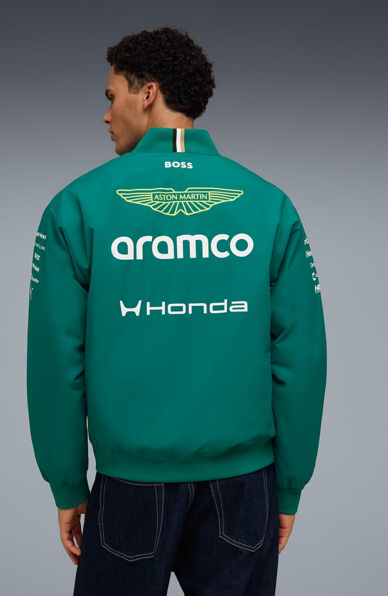 PUMA Aston Martin F1 Replica Water Repellent Jacket, Alternate, color, Green Lux