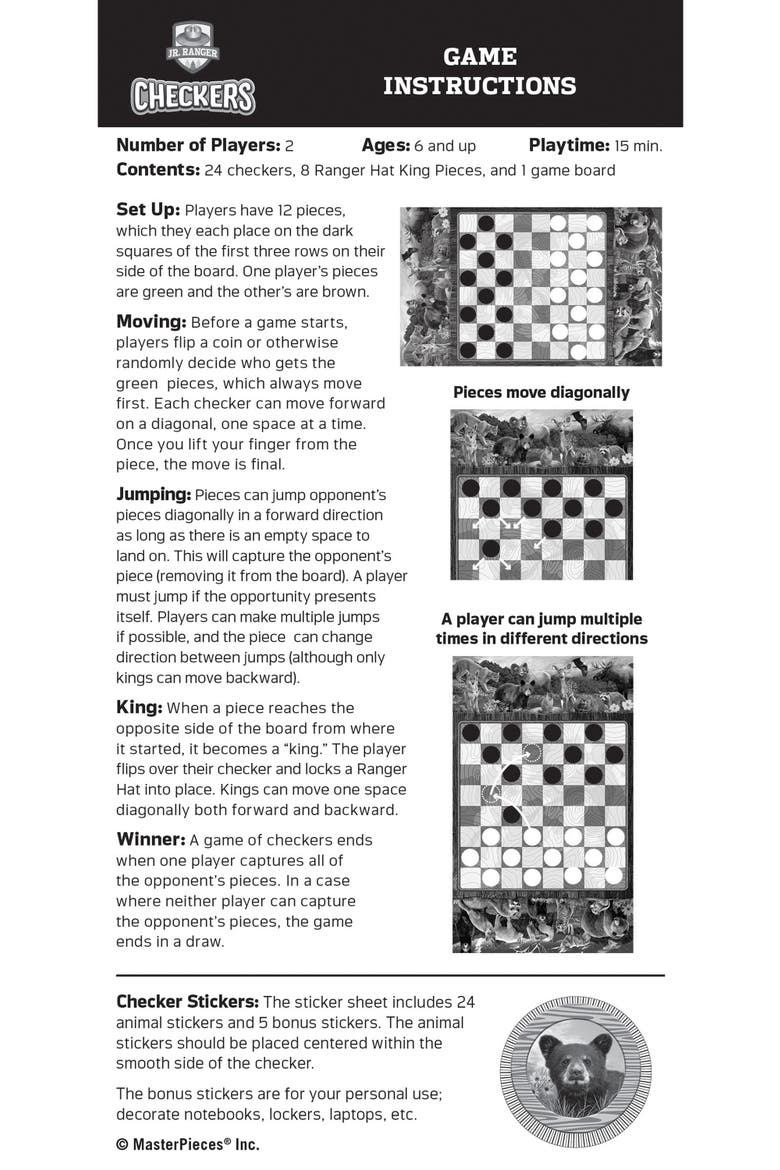 Jr. Ranger Checkers Board Game, Alternate, color, Multicolor
