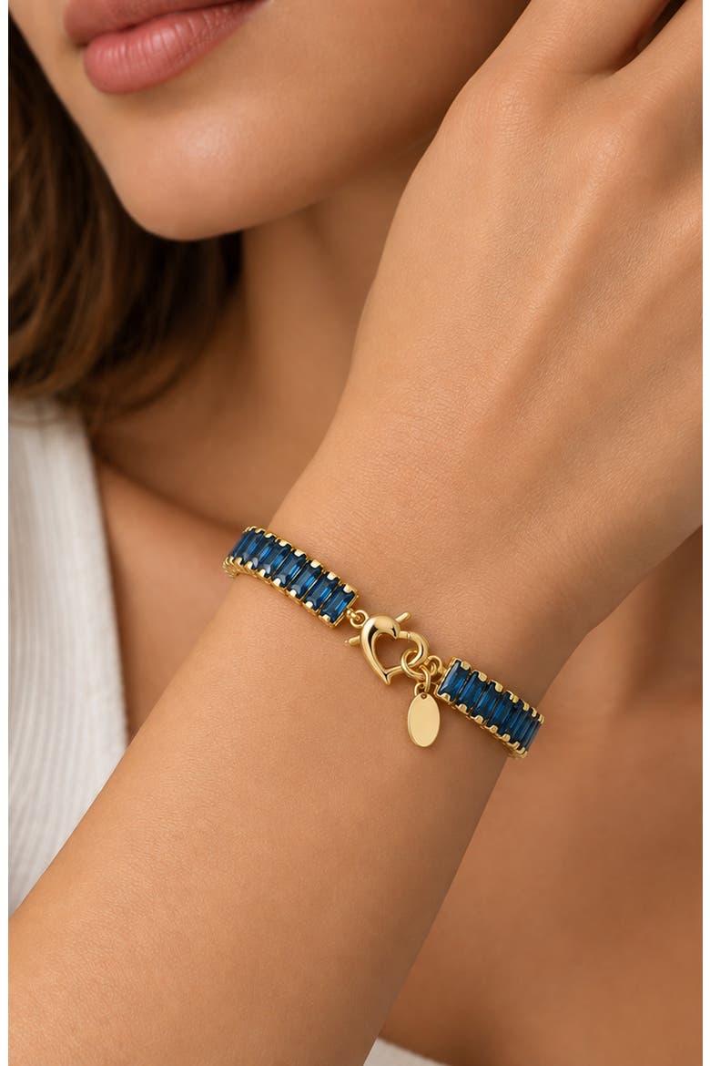 Rectangle Cubic Zirconia Tennis Bracelet, Alternate, color, SAPPHIRE