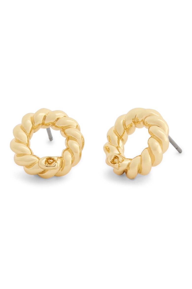 Twisted Open Stud Earrings, Main, color, SHINY GOLD