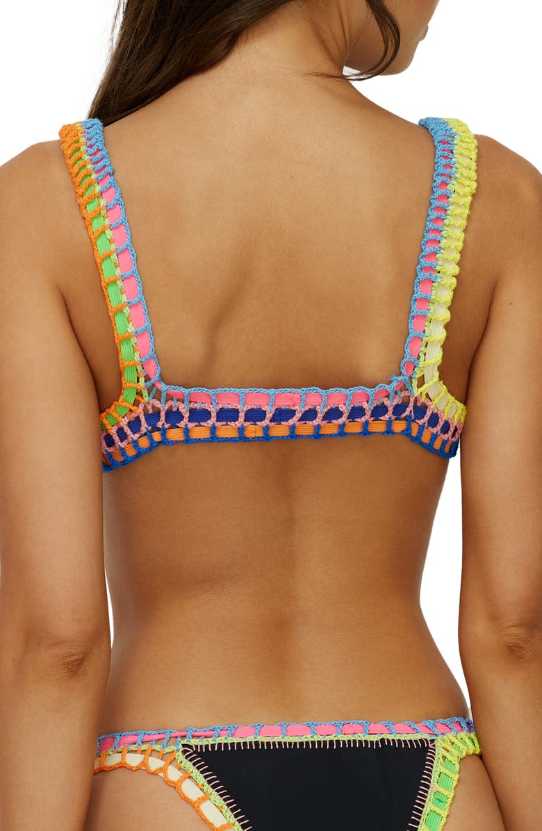 PQ SWIM Colorful Whipstitch Trim Triangle Bikini Top, Alternate, color,
