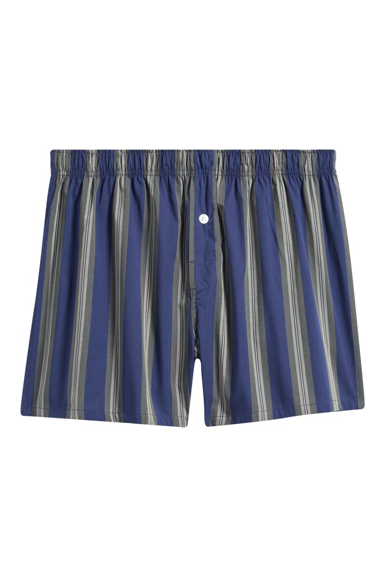 Modern Woven Stretch Cotton Boxers, Alternate, color, NAVY PEACOAT- GREEN STRIPE