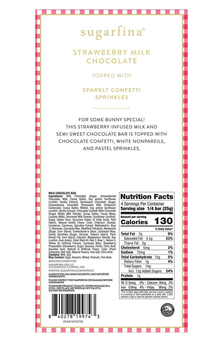 sugarfina Bunny Bark Set of 4 Milk Chocolate Bars, Alternate, color, 