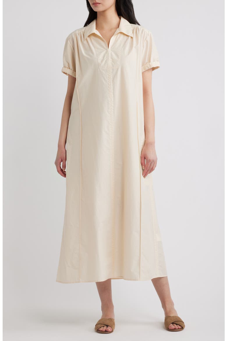 Gathered Polo Midi Dress, Main, color, ALMOND