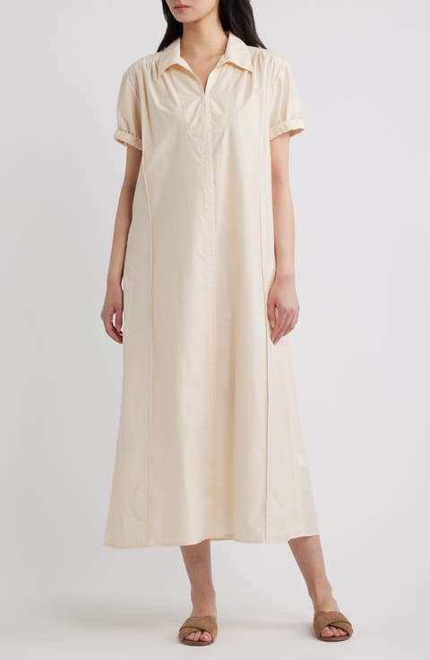 Gathered Polo Midi Dress