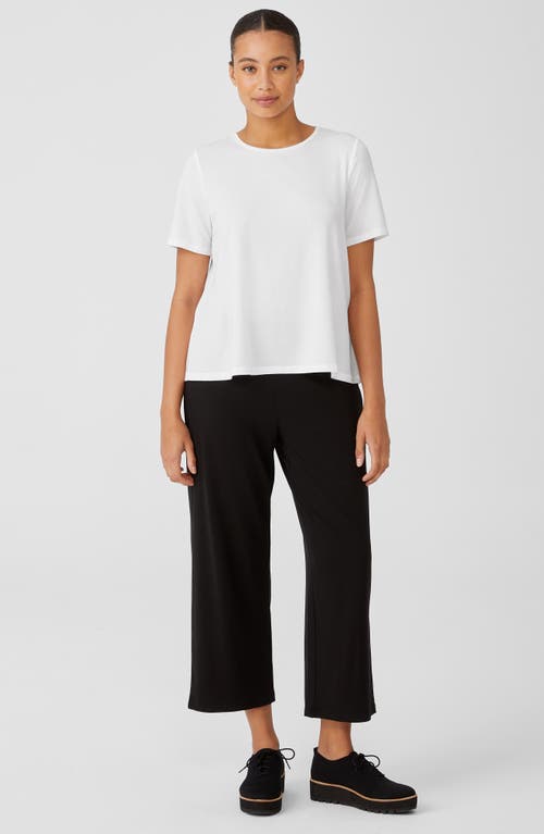 Eileen Fisher Cuffed Sleeve Cotton Crewneck T-shirt In White