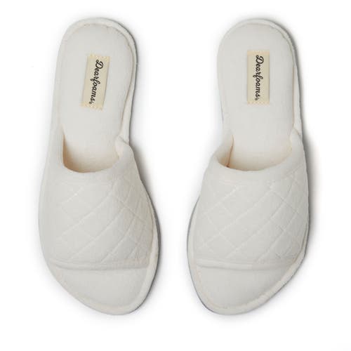DEARFOAMS DEARFOAMS BEATRICE QUILTED MICROFIBER TERRY SHOWER SLIDE SLIPPER