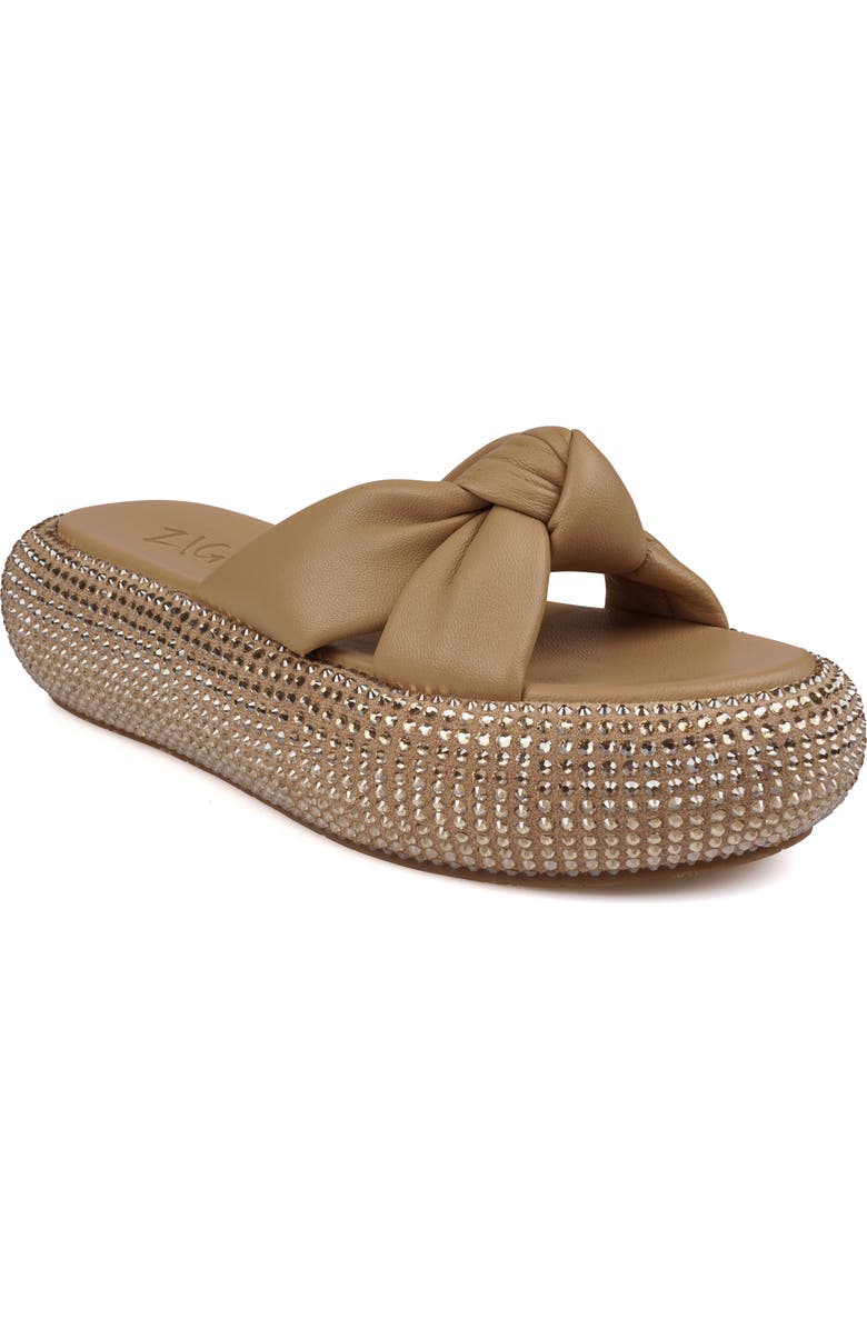 ZIGI Sabella Rhinestone Platform Slide Sandal, Main, color, Beige Leather