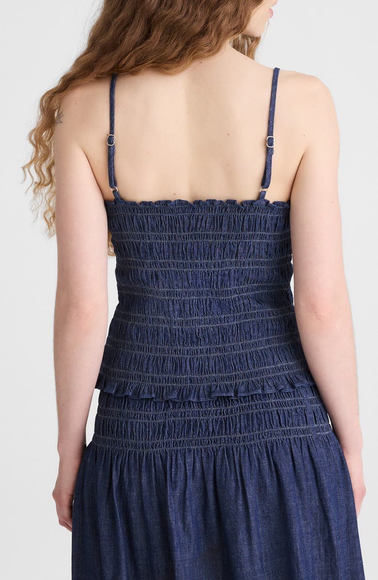 Madewell Denim Smocked Tank, Alternate, color, Dark Cove Wash