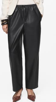 MANGO Faux Leather Drawstring Pants