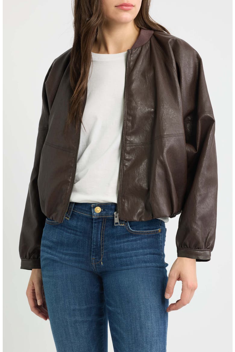 Faux Leather Jacket, Main, color, BROWN