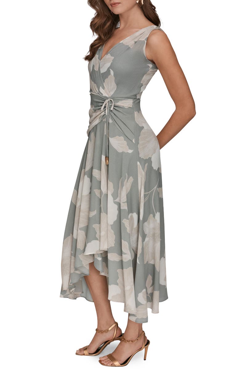 Donna Karan New York Faux Wrap Midi Dress, Alternate, color, Weathered Sage Multi