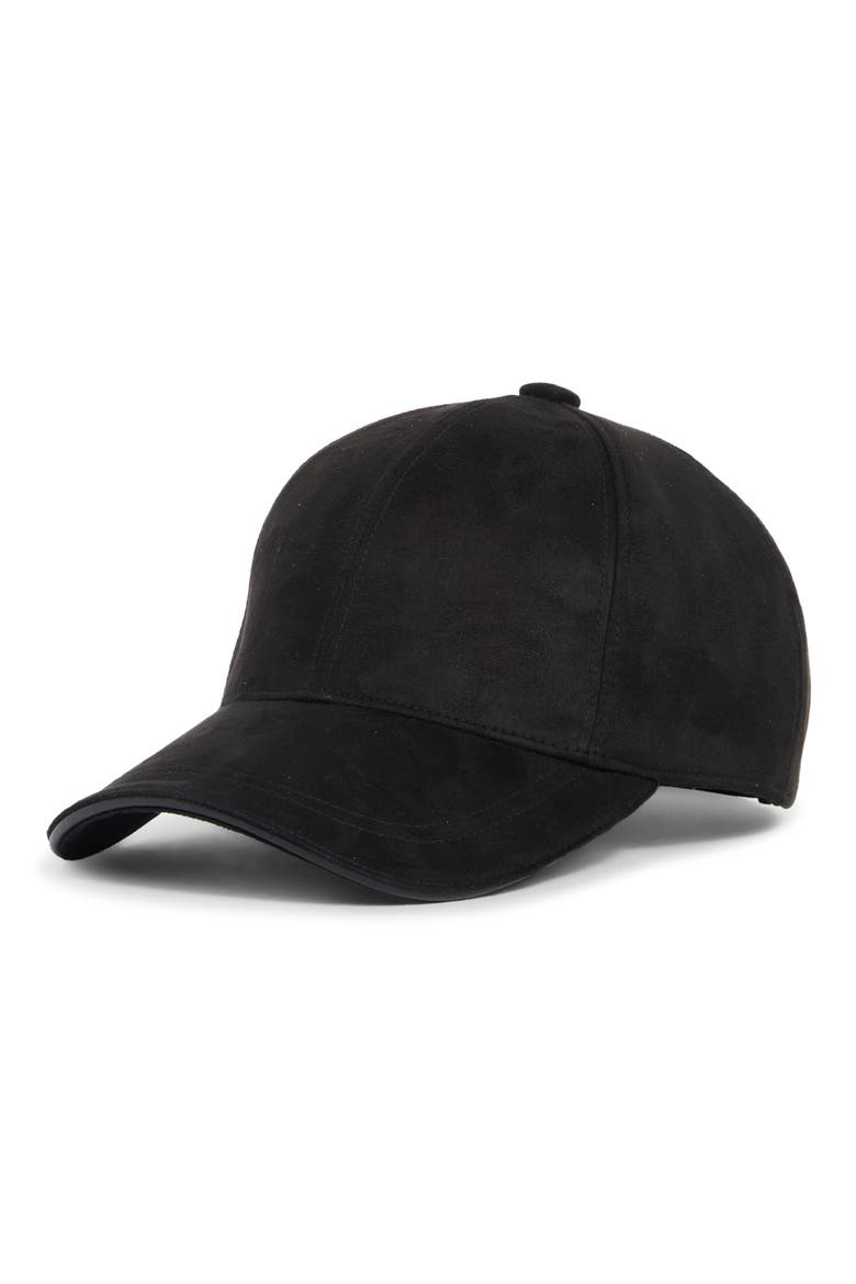 Faux Suede Adjustable Baseball Cap, Main, color, BLACK