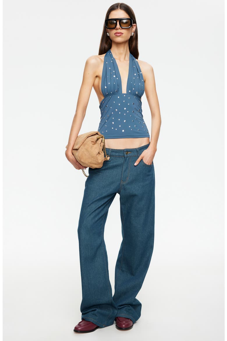 Safari Stud Halter Crop Top, Alternate, color, SLATE