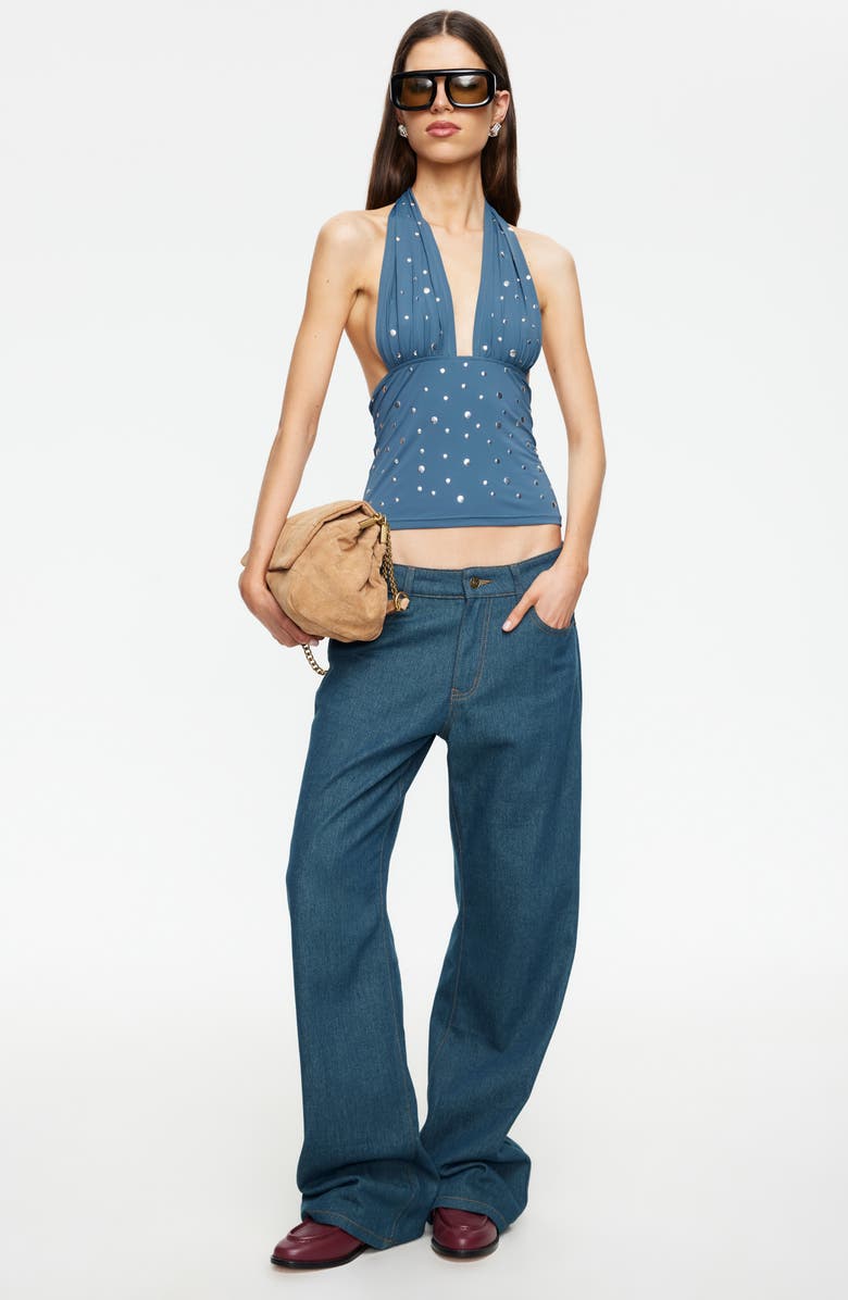 LIONESS Safari Stud Halter Crop Top, Alternate, color, Slate