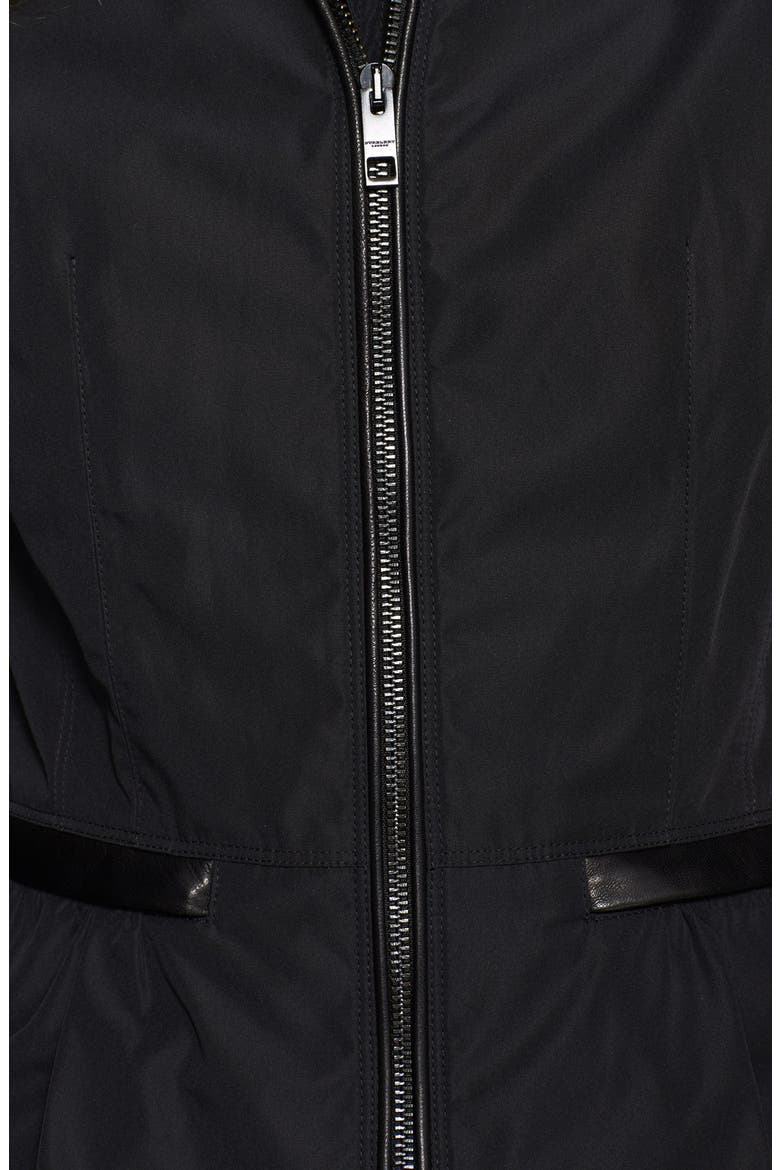 Leather Trim Taffeta Jacket, Alternate, color, BLACK