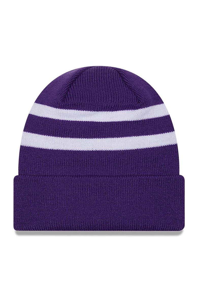 Men's New Era  Purple/White Alex Bowman Cuffed Knit Hat, Alternate, color, Purple