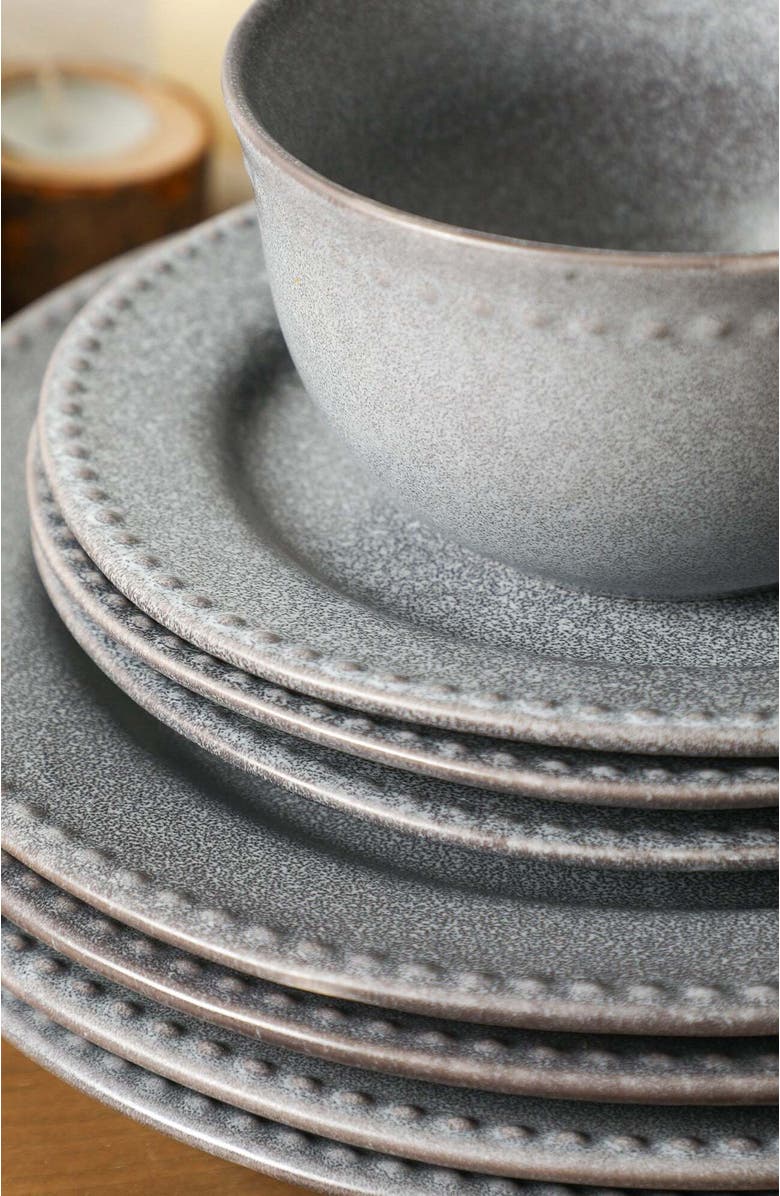 Stone Lain Comet Stoneware 12-Piece Dinnerware Set, Alternate, color, Grey