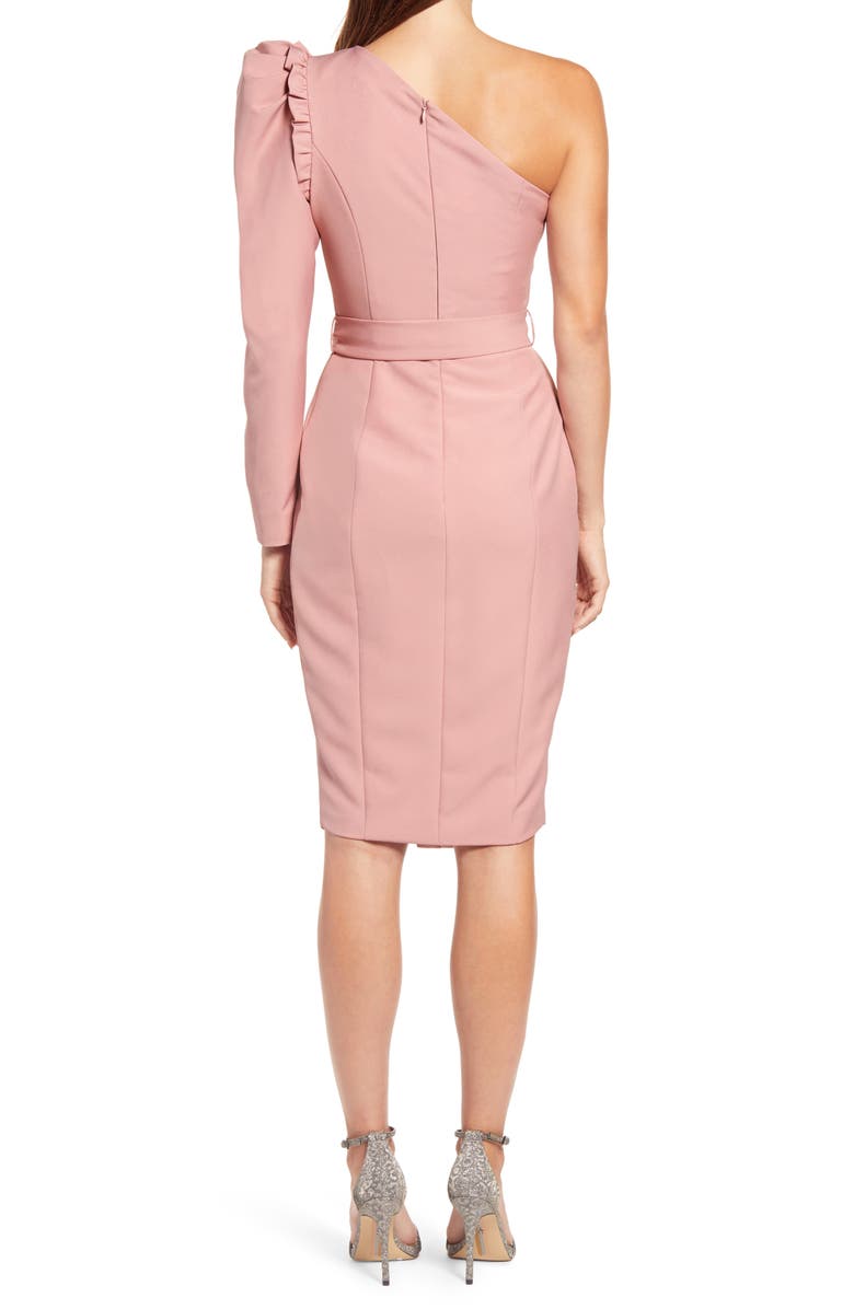 Lavish Alice One Shoulder Ruffle Puff Sleeve Dress, Alternate, color, 