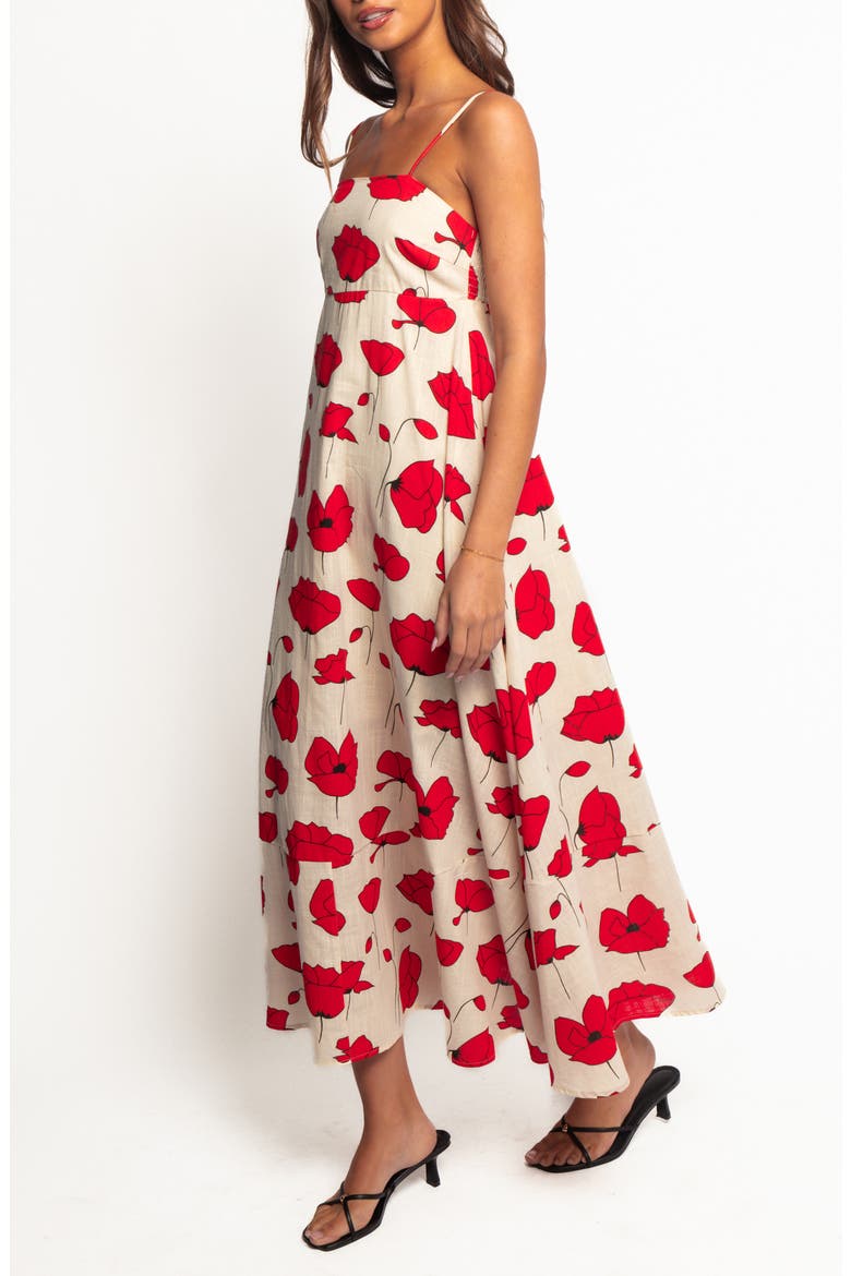 Brea Floral Cotton Maxi Sundress, Alternate, color, POPPY