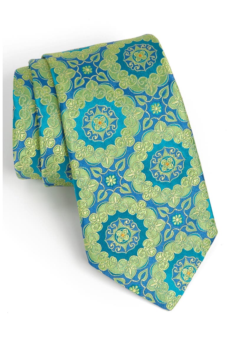 Woven Silk Tie, Main, color, GREEN