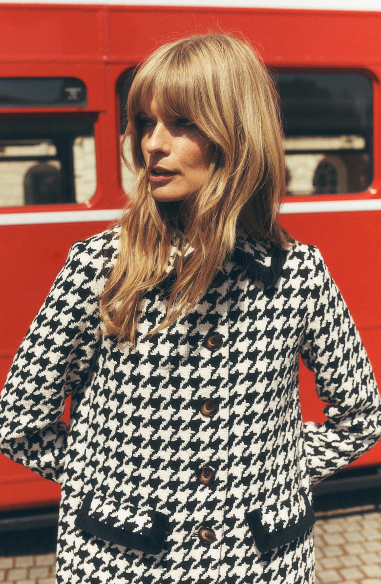 Boden Edinburgh Houndstooth Swing Coat, Alternate, color, Black Dogstooth