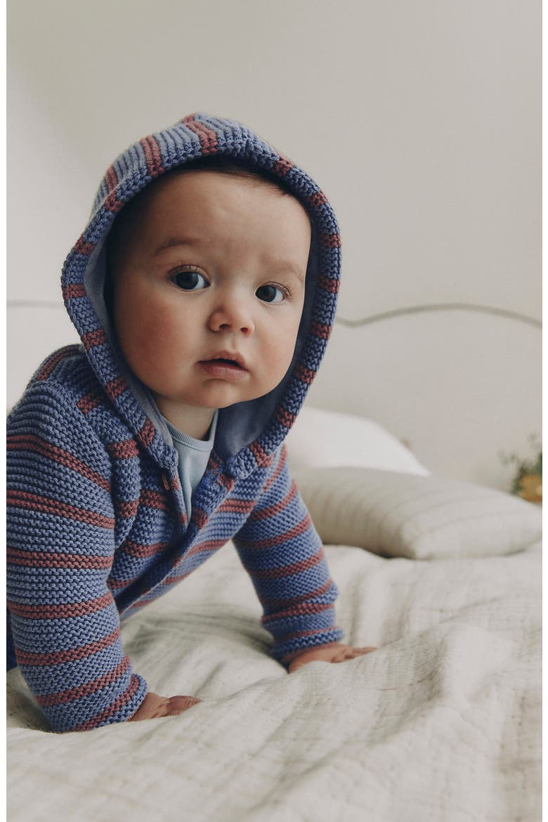 Kids' Stripe Hooded Cardigan, Alternate, color, BLUE