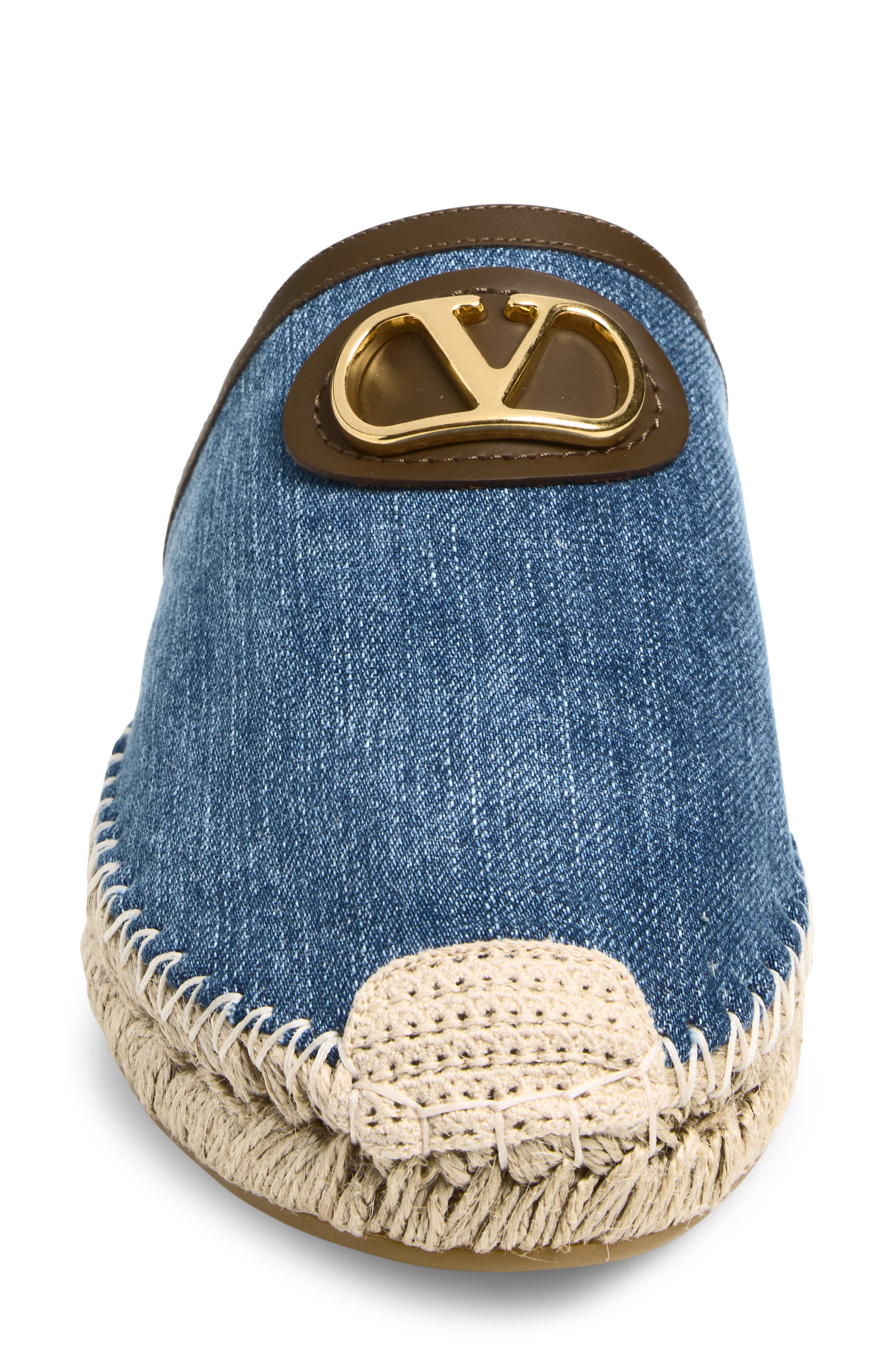 Valentino Garavani VLOGO Denim Espadrille Mule, Alternate, color, Denim