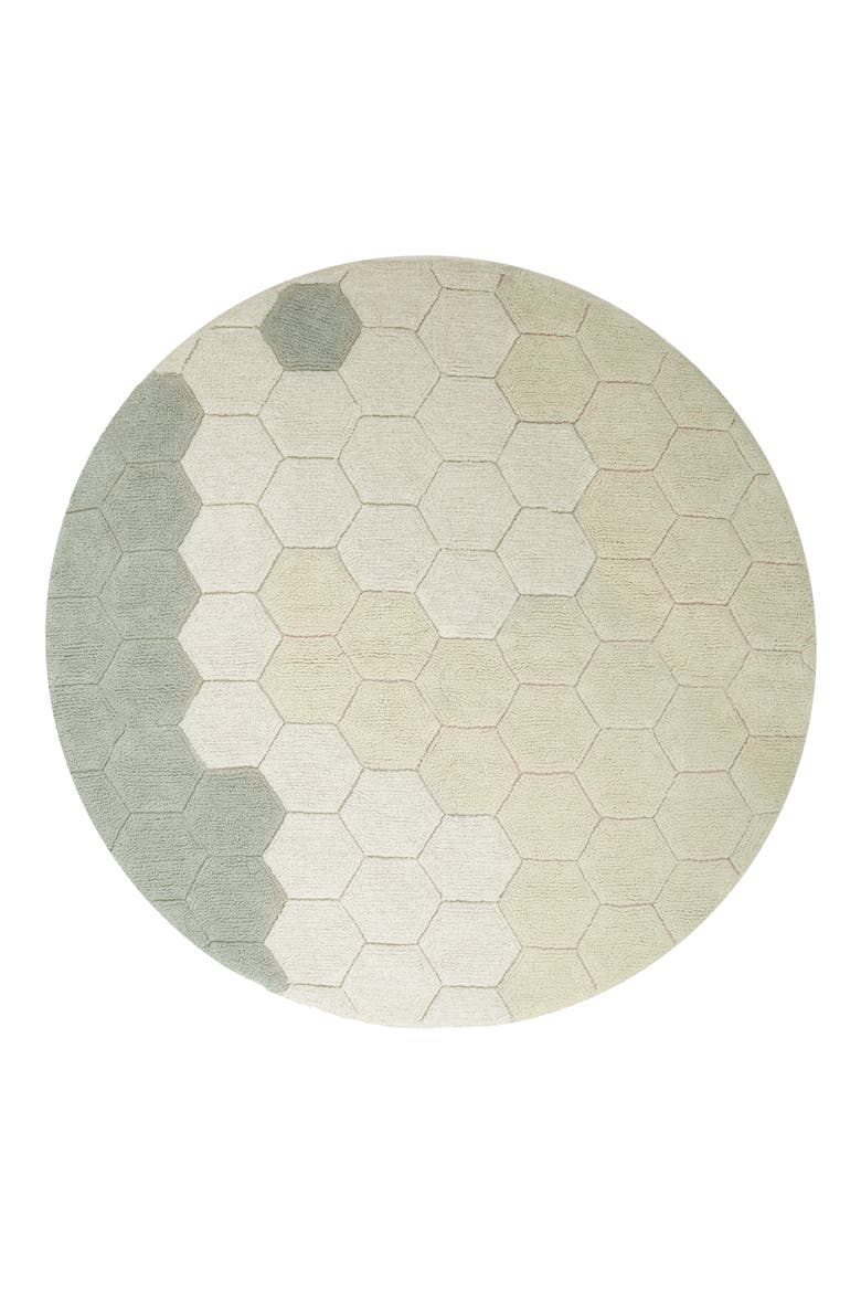 Honeycomb Washable Cotton Blend Round Rug, Main, color, BLUE SAGE