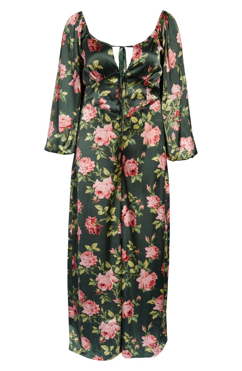 ASOS DESIGN Curve Floral Satin Jumpsuit, Main, color,