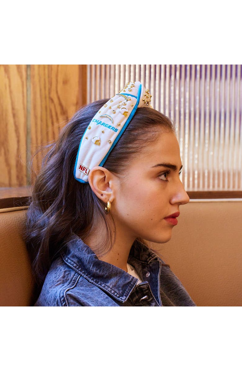 Lele Sadoughi La Chargers Embellished Knotted Headband, Alternate, color, Ivory 100