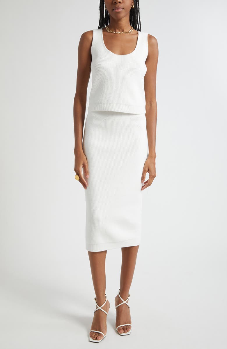 ST. JOHN Scoop Neck Rib Knit Shell, Alternate, color, Bright White