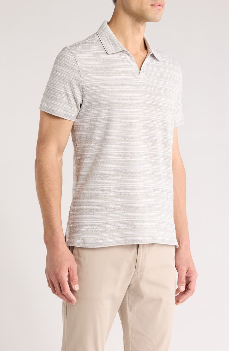 Robert Barakett Duval Stripe Johnny Collar Polo, Alternate, color, Tan