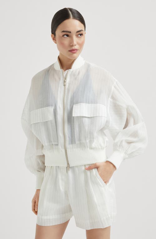 Brunello Cucinelli Pinstriped Cotton Gauze Bomber Jacket
