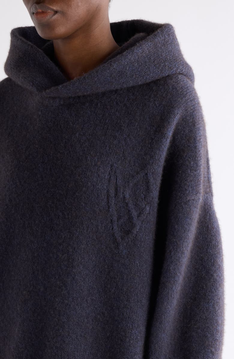 Acne Studios Krisp Layered Yak Hair & Alpaca Blend Sweater Hoodie, Alternate, color, Graphite Grey