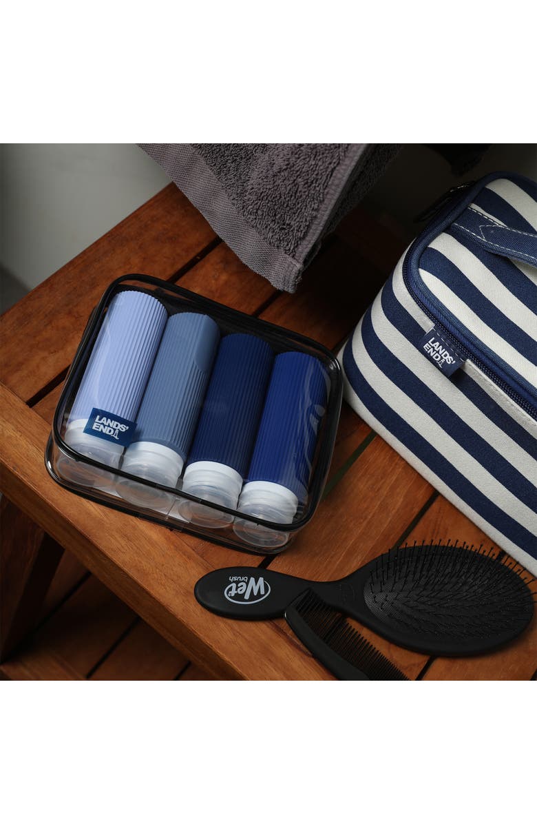 Lands' End Travel Bottle Set 3-Piece, 90 ML Travel Size Silicone Travel Bottles with Clear Container Bag, Alternate, color, Navy