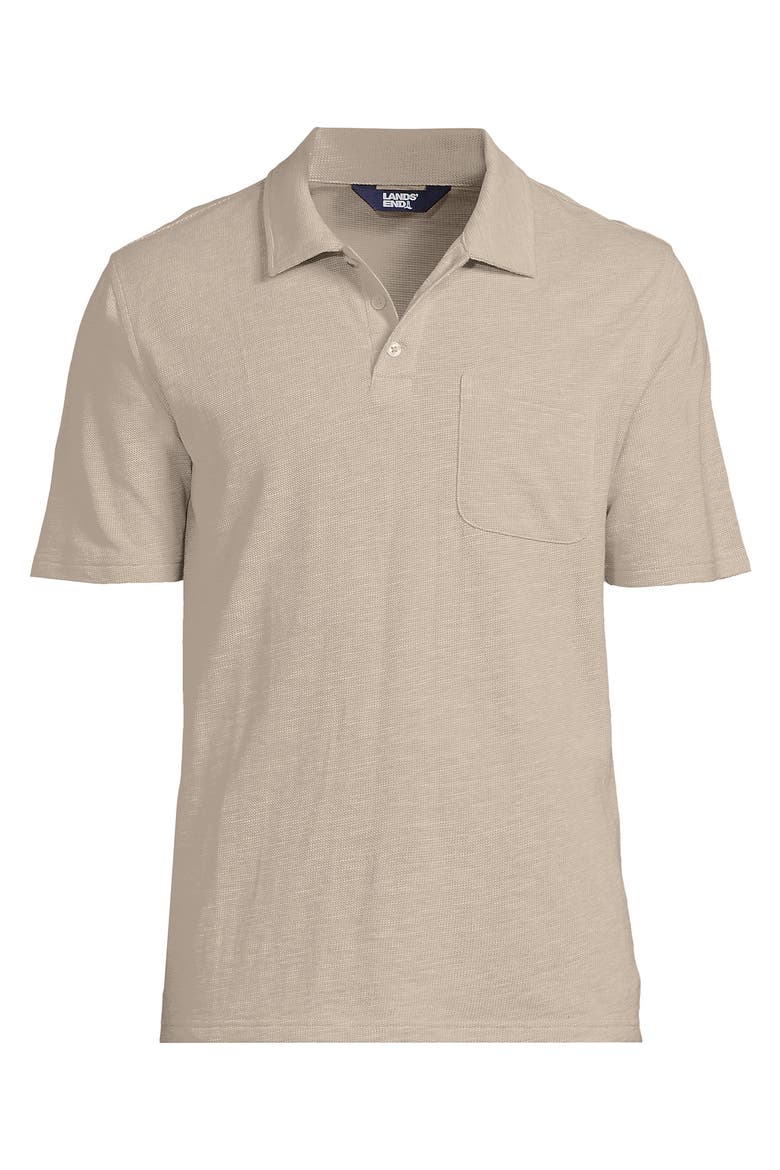 Short Sleeve Cotton Linen Polo, Alternate, color, Khaki Sand Heather