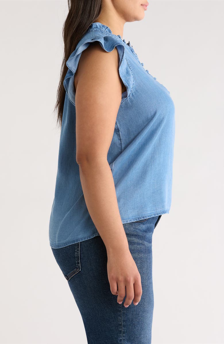 Caslon<sup>®</sup> Flutter Sleeve Popover Chambray Top, Alternate, color, Medium Wash