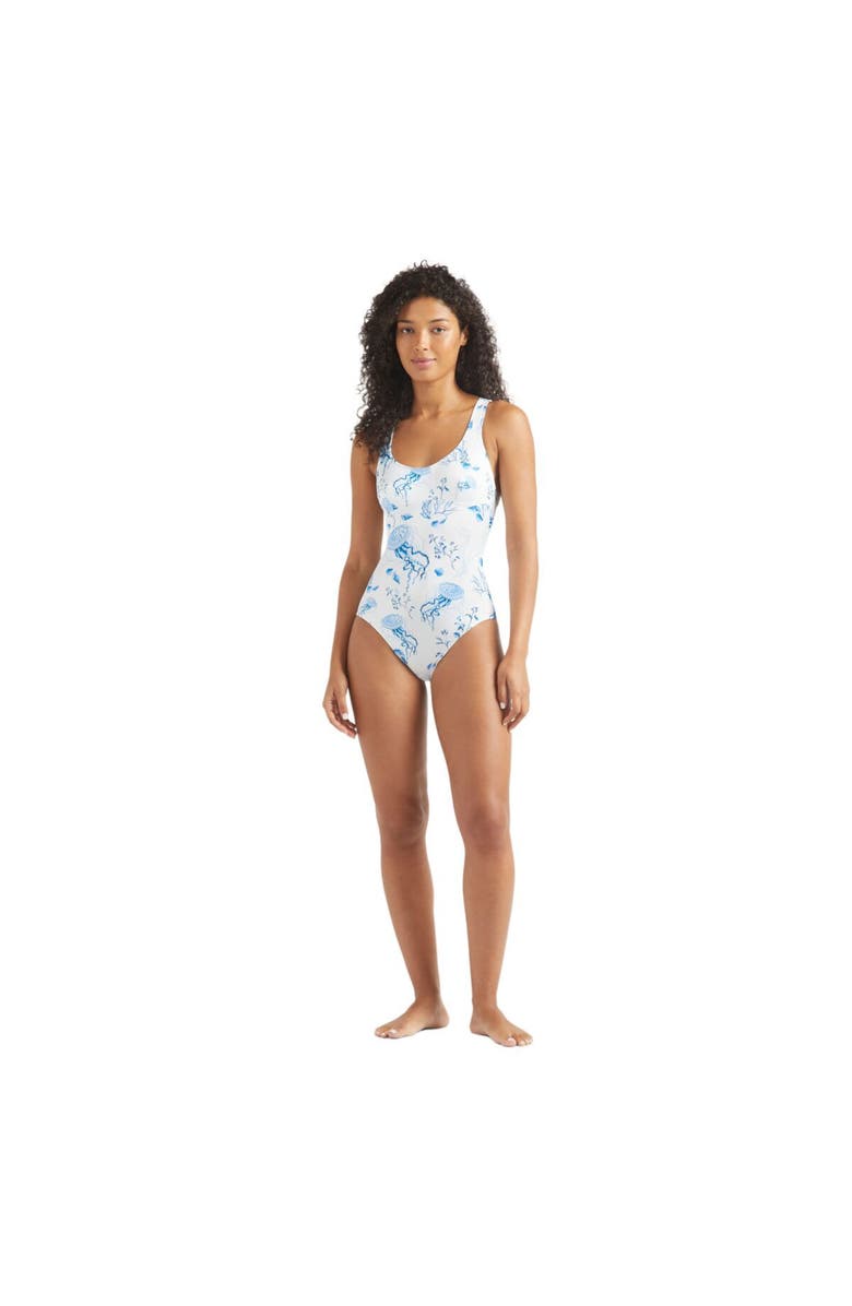 Vilebrequin Crossed Back Straps One-piece Swimsuit Medusa and Shells, Alternate, color, White