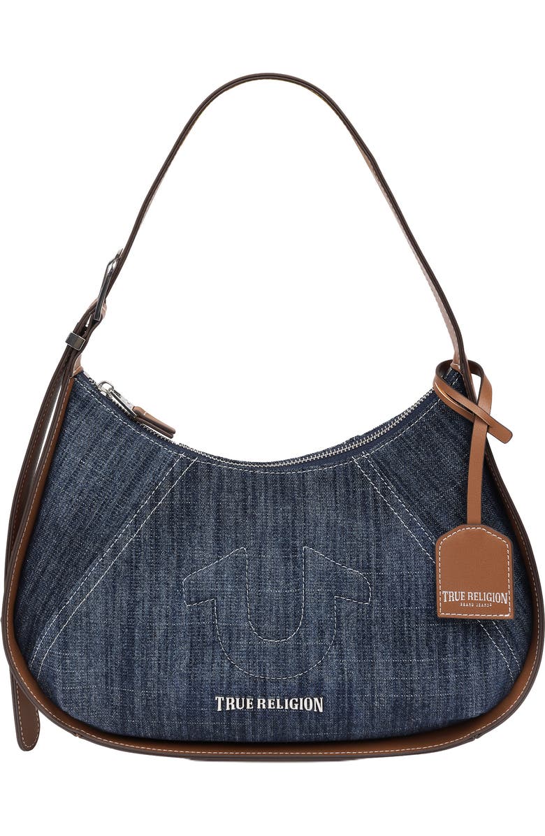 True Religion Horseshoe Denim Shoulder Bag, Main, color, Denim