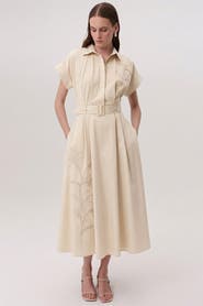 Exquise Kelsie Short Sleeve Midi Shirt Dress