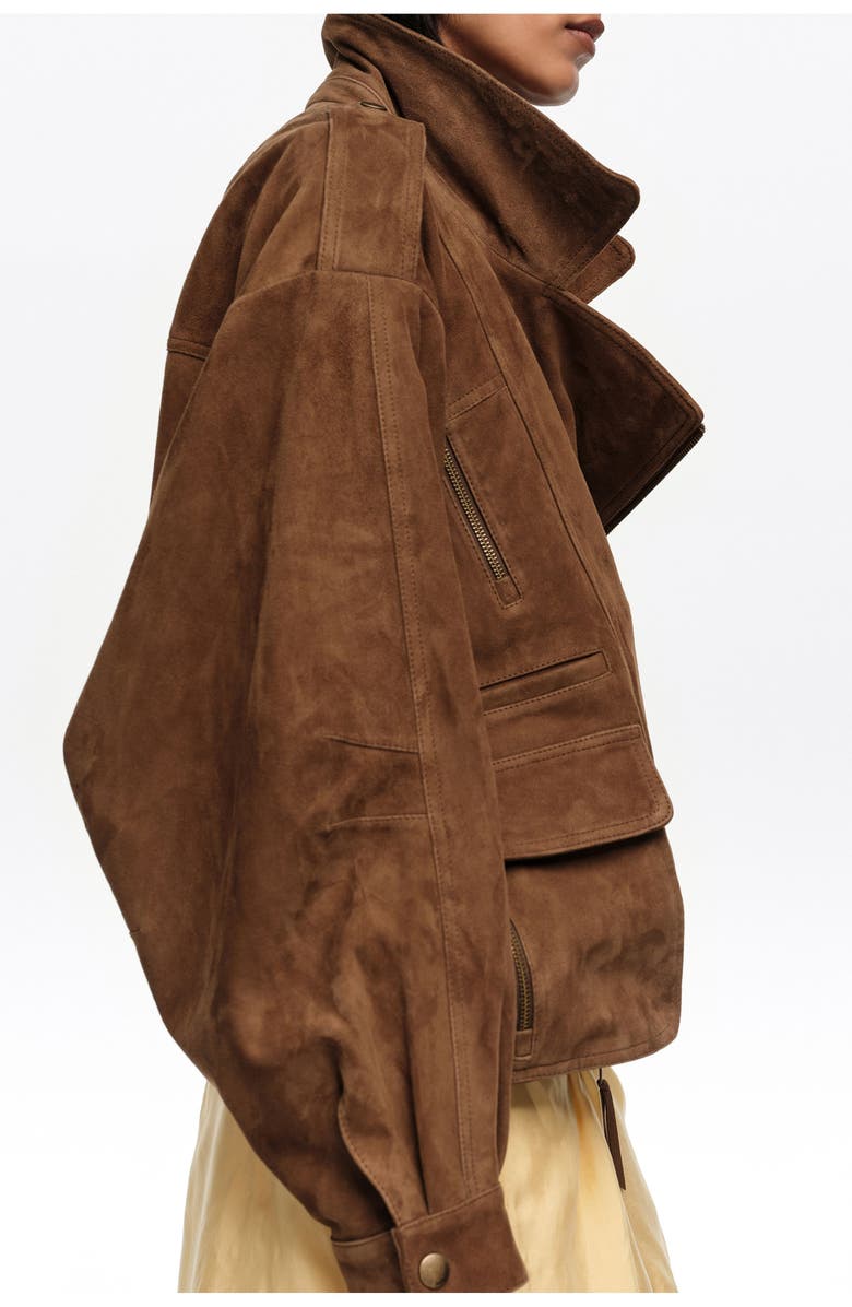 Bimba y Lola Double-Front Suede Jacket, Alternate, color, Dark Olive