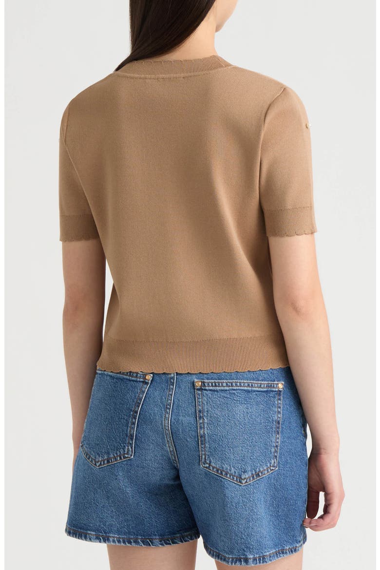 Faux Pearl Embellished Sweater Cardigan, Alternate, color, CAMEL
