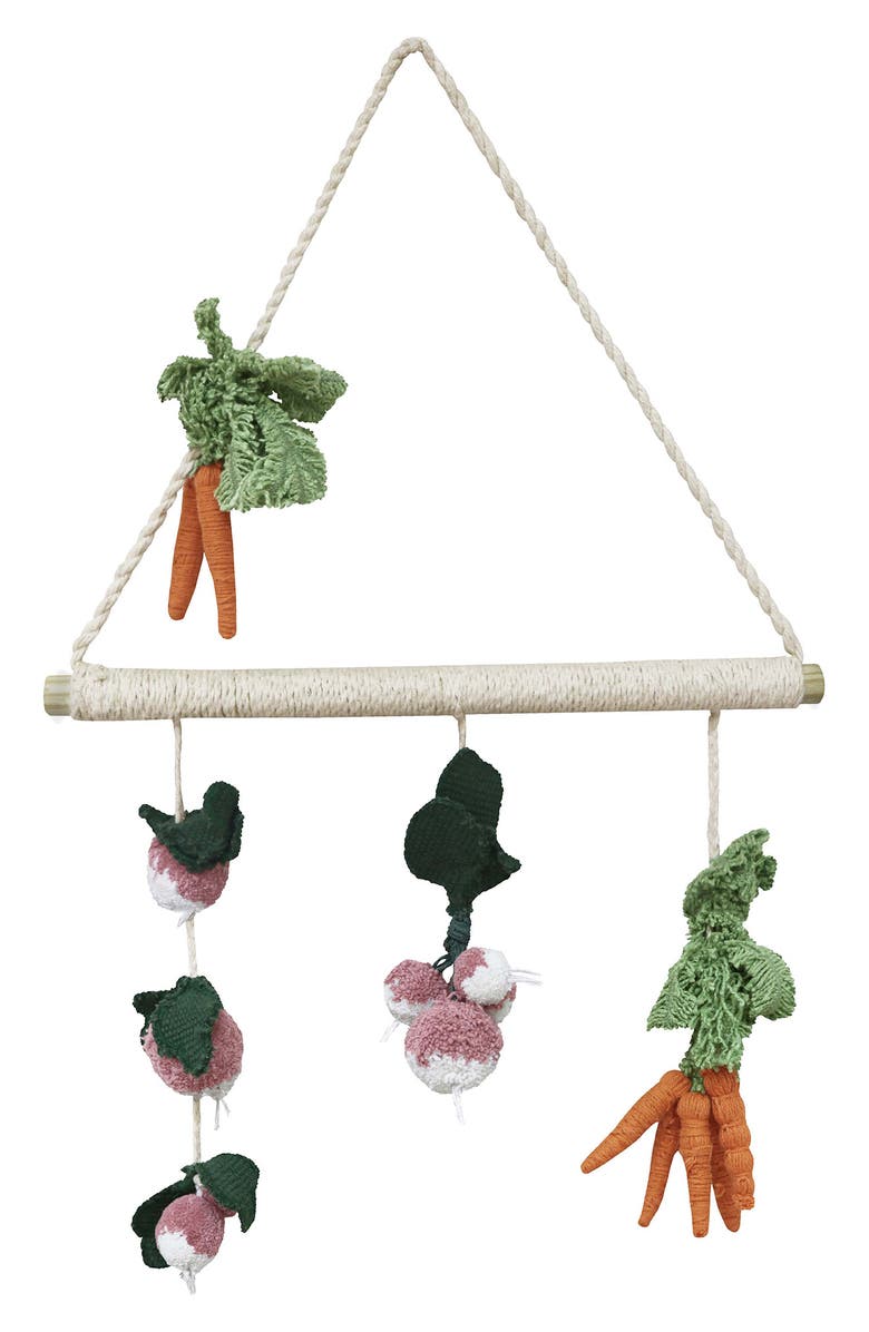 Lorena Canals Kids' Plush Veggies Wall Mobile, Main, color, Natural Orange Dark Green