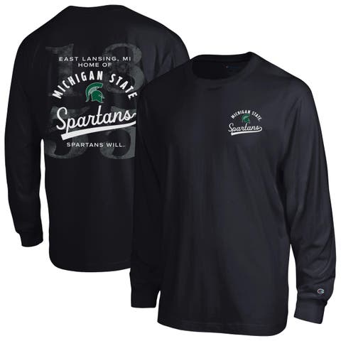 Men's Champion Black Michigan State Spartans Laminated All-Star Long Sleeve T-Shirt
