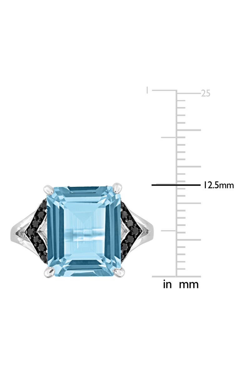DELMAR Sterling Silver Sky Blue Topaz & Black Sapphire Ring, Alternate, color, Blue