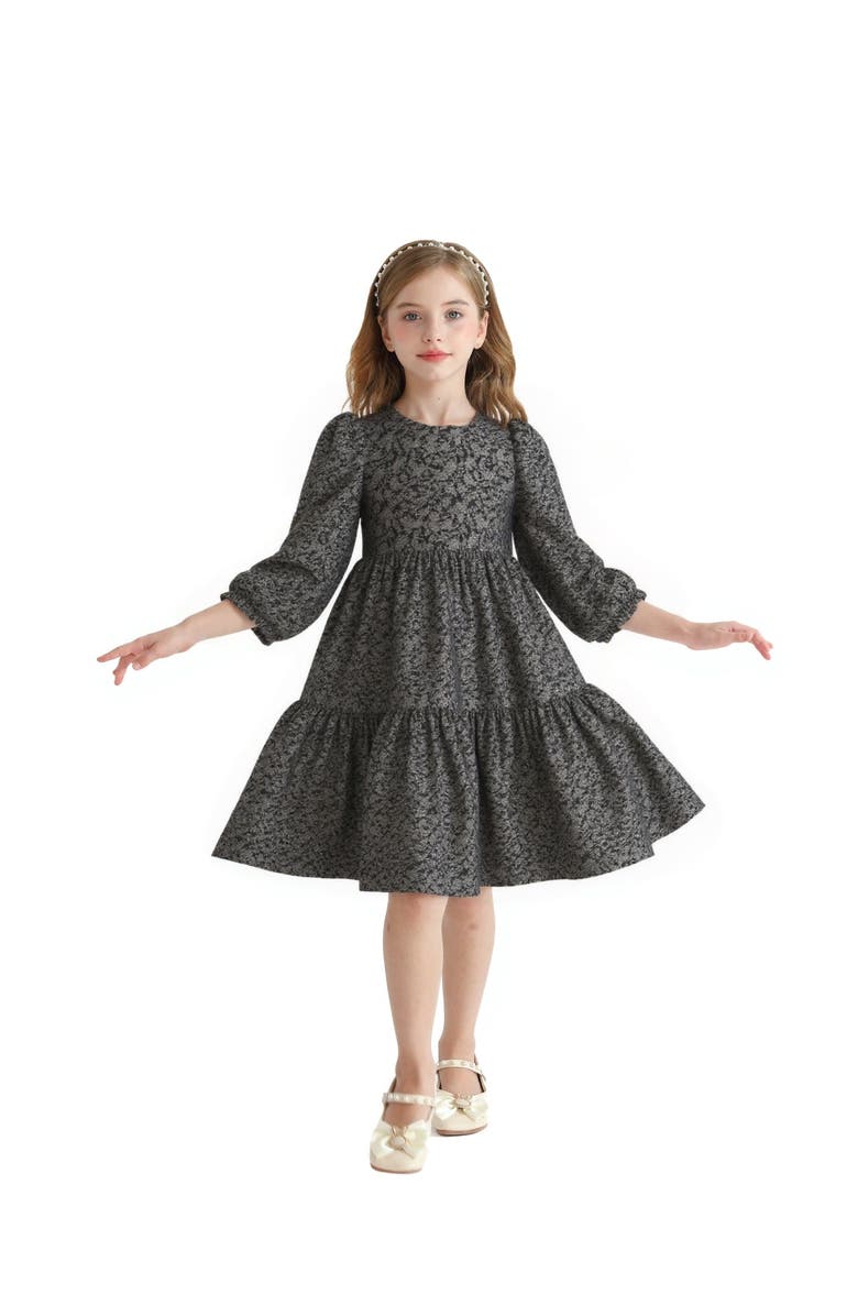 Sweet Cactus Tiered Floral Dress, Alternate, color, Black