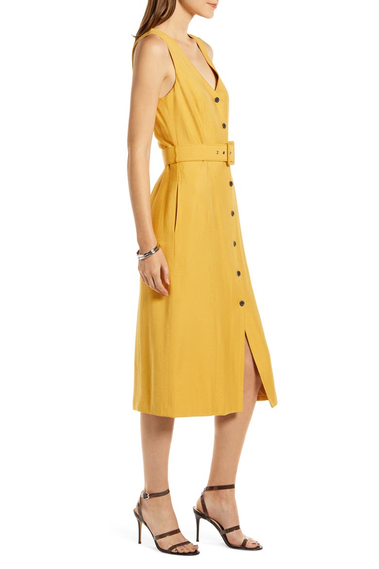 Sleeveless Button-Up Midi Dress (Nordstrom Exclusive), Alternate, color, YELLOW MINERAL