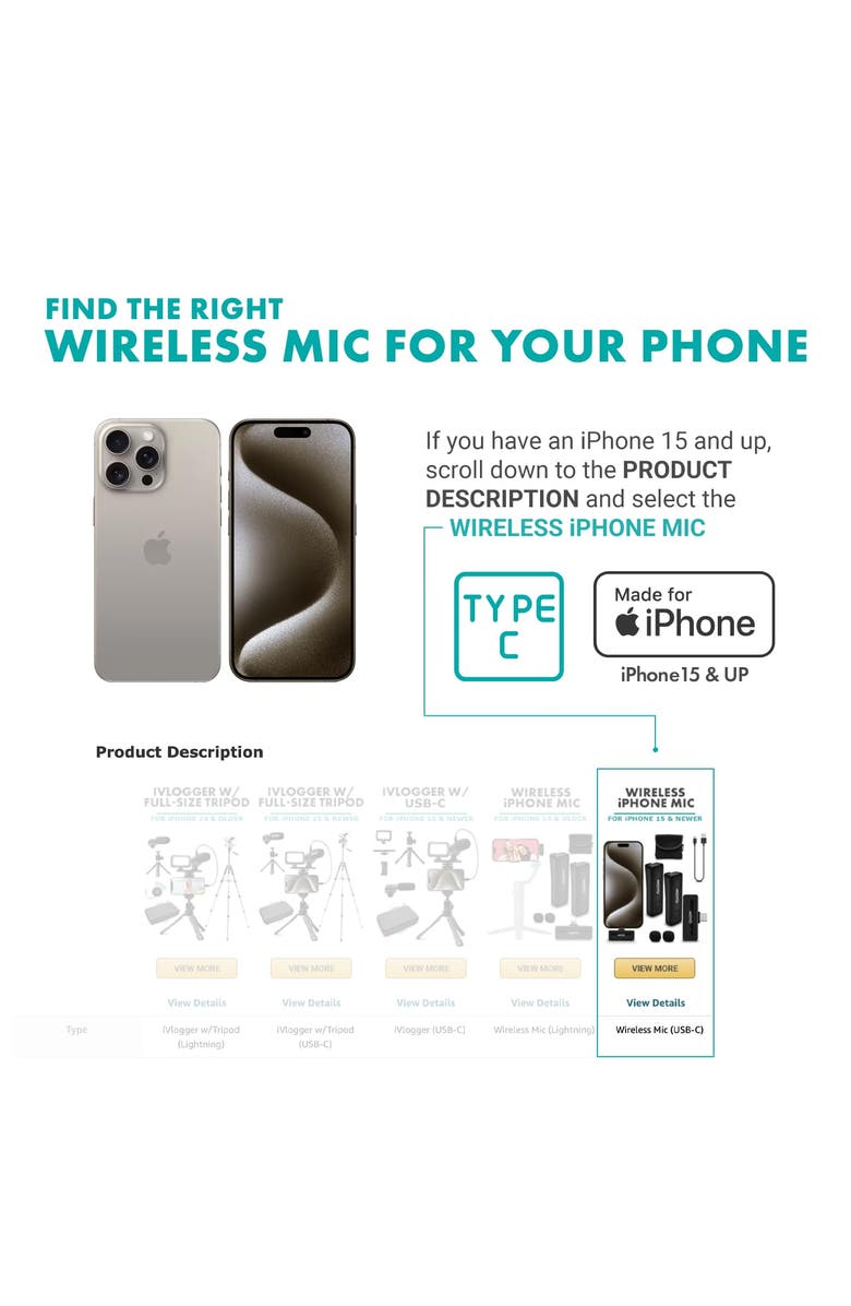 MOVO Wireless Mini DI Duo Ultra Compact Wireless Lavalier Microphones for iPhone, Alternate, color, Black